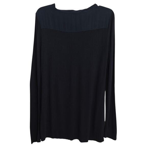 Vince Rayon Silk Top Size Medium Navy Blue lightweight Long Sleeves Minimalist - Picture 6 of 8